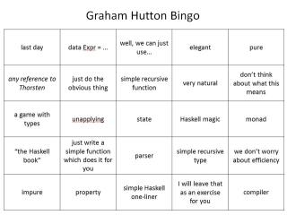 Graham Hutton Bingo